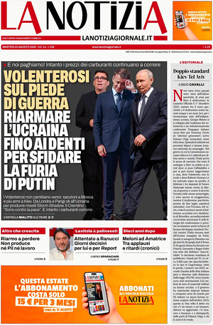 Prima pagina La Notizia di oggi - Quotidiano nazionale