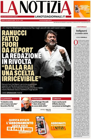 Prima pagina La Notizia di oggi - Quotidiano nazionale