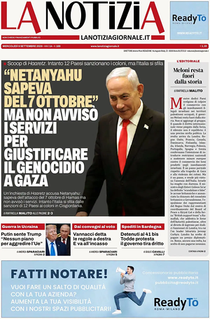 Prima pagina La Notizia di oggi - Quotidiano nazionale