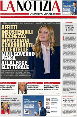 Prima pagina La Notizia di oggi - Quotidiano nazionale