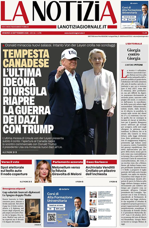 Prima pagina La Notizia di oggi - Quotidiano nazionale