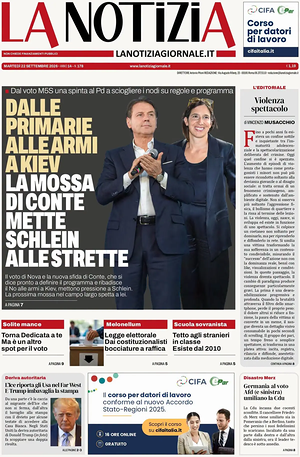 Prima pagina La Notizia di oggi - Quotidiano nazionale