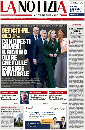 Prima pagina La Notizia di oggi - Quotidiano nazionale