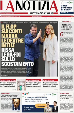 Prima pagina La Notizia di oggi - Quotidiano nazionale