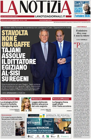Prima pagina La Notizia di oggi - Quotidiano nazionale