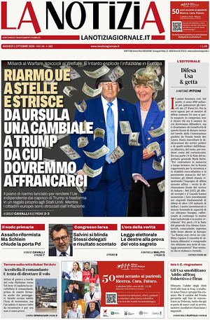 Prima pagina La Notizia di oggi - Quotidiano nazionale