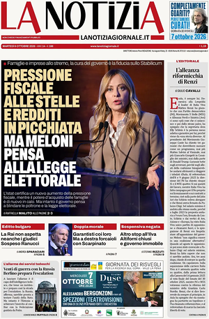 Prima pagina La Notizia di oggi - Quotidiano nazionale