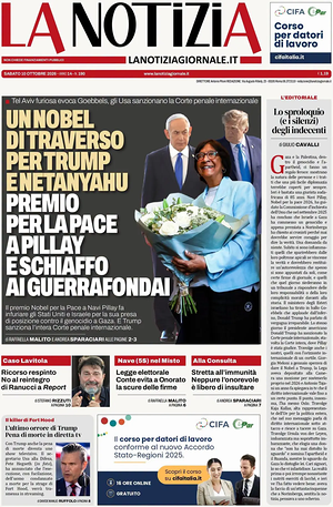 Prima pagina La Notizia di oggi - Quotidiano nazionale