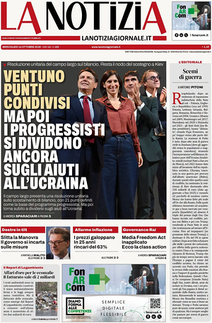 Prima pagina La Notizia di oggi - Quotidiano nazionale