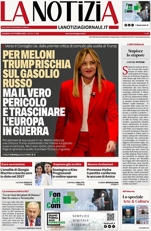 Prima pagina La Notizia di oggi - Quotidiano nazionale