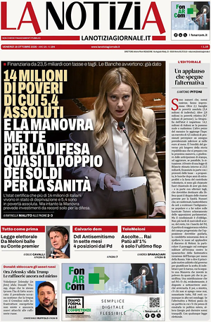 Prima pagina La Notizia di oggi - Quotidiano nazionale