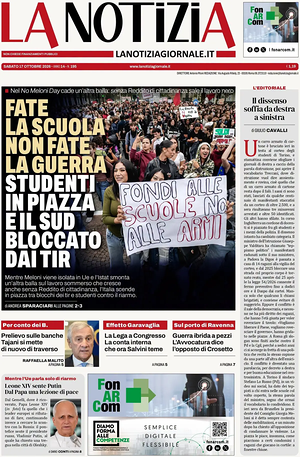 Prima pagina La Notizia di oggi - Quotidiano nazionale