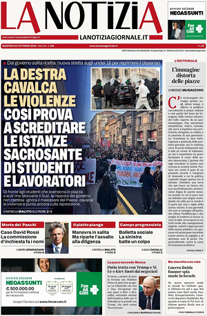 Prima pagina La Notizia di oggi - Quotidiano nazionale