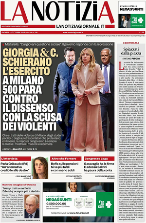 Prima pagina La Notizia di oggi - Quotidiano nazionale