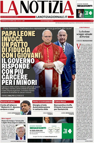 Prima pagina La Notizia di oggi - Quotidiano nazionale