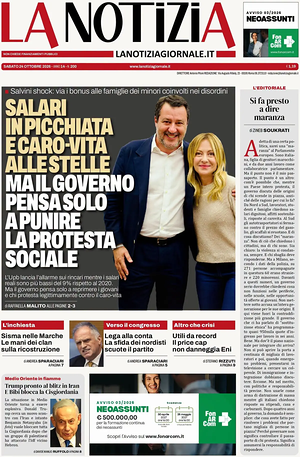 Prima pagina La Notizia di oggi - Quotidiano nazionale