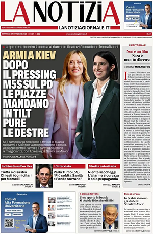 Prima pagina La Notizia di oggi - Quotidiano nazionale