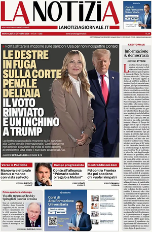 Prima pagina La Notizia di oggi - Quotidiano nazionale