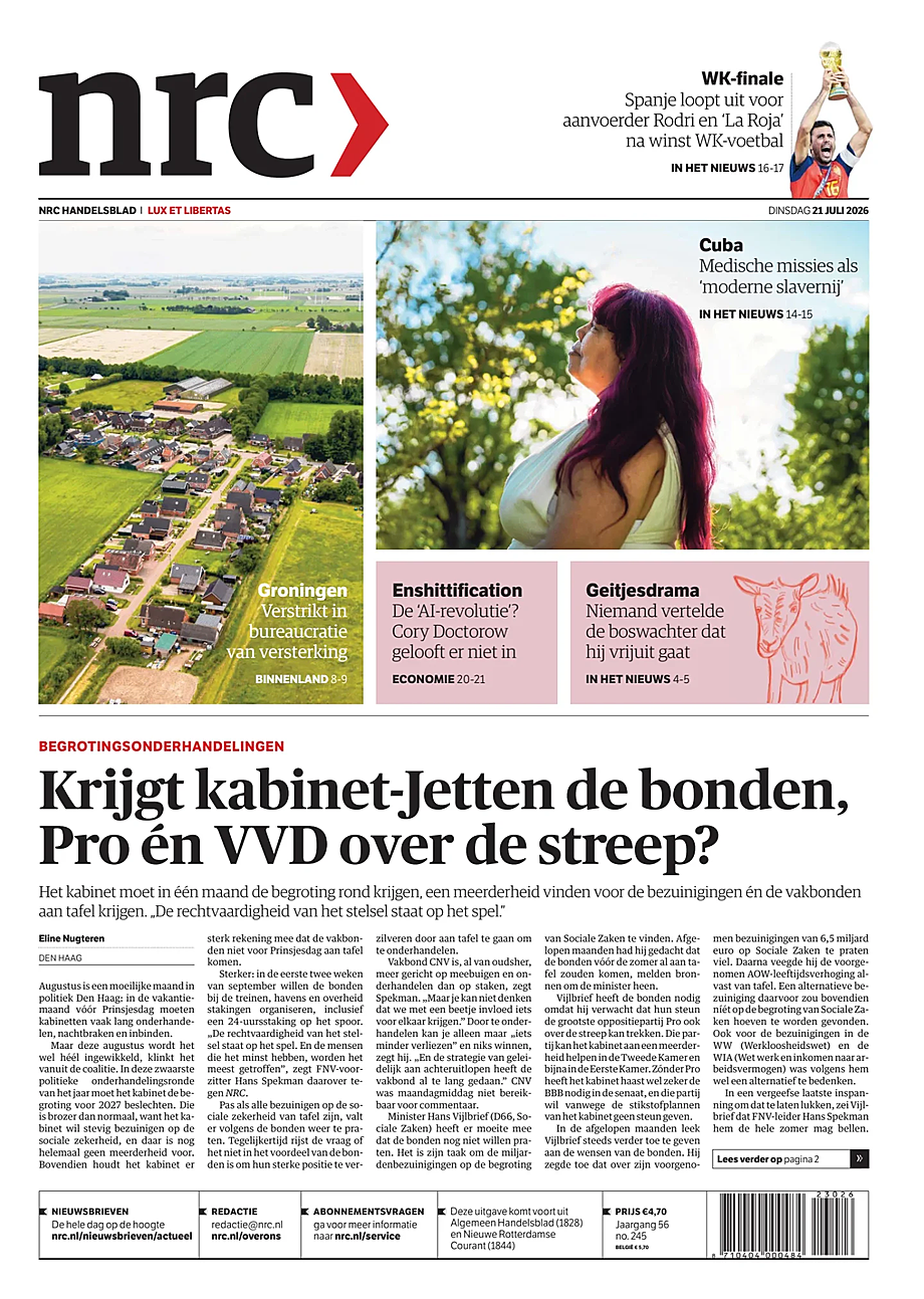 Prima pagina NRC di oggi - Edicola 21 Luglio 2026