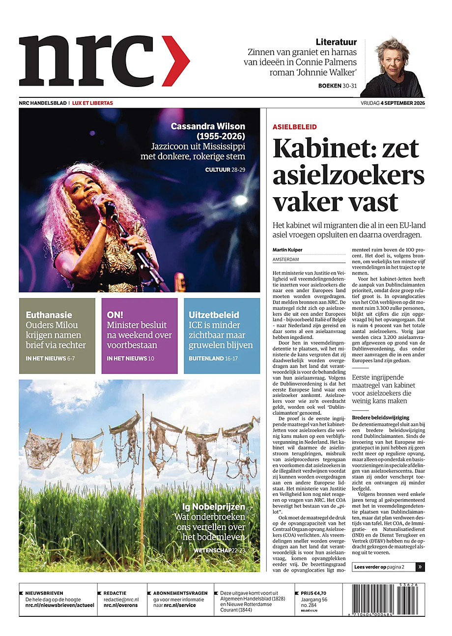 Prima pagina NRC di oggi - Edicola 4 Settembre 2026