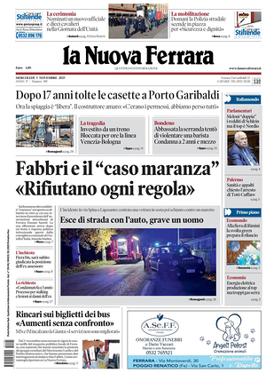 Prima pagina La Nuova Ferrara di oggi - Quotidiano regionale