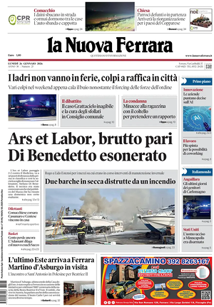 Prima pagina La Nuova Ferrara di oggi - Quotidiano regionale