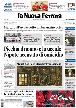 Prima pagina La Nuova Ferrara di oggi - Quotidiano regionale