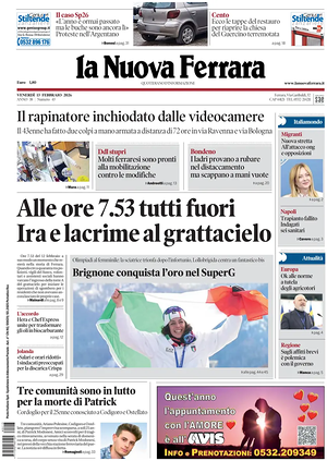 Prima pagina La Nuova Ferrara di oggi - Quotidiano regionale