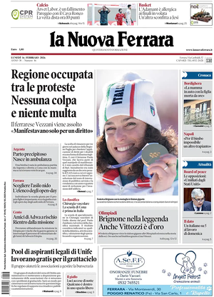 Prima pagina La Nuova Ferrara di oggi - Quotidiano regionale