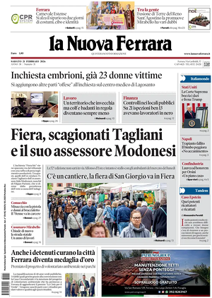 Prima pagina La Nuova Ferrara di oggi - Quotidiano regionale