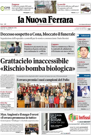 Prima pagina La Nuova Ferrara di oggi - Quotidiano regionale