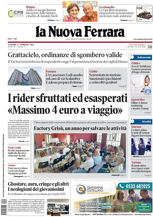 Prima pagina La Nuova Ferrara di oggi - Quotidiano regionale