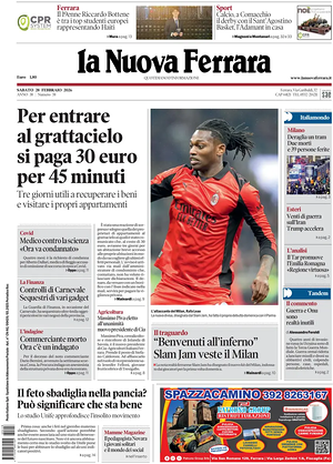 Prima pagina La Nuova Ferrara di oggi - Quotidiano regionale