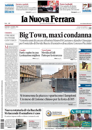 Prima pagina La Nuova Ferrara di oggi - Quotidiano regionale
