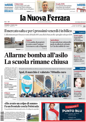 Prima pagina La Nuova Ferrara di oggi - Quotidiano regionale
