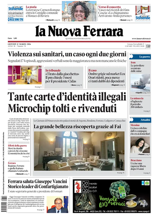 Prima pagina La Nuova Ferrara di oggi - Quotidiano regionale