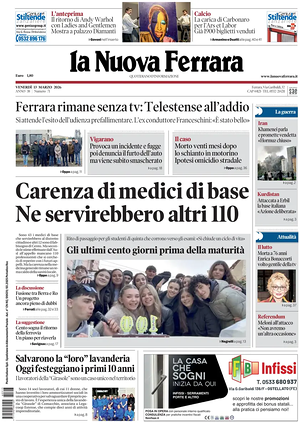 Prima pagina La Nuova Ferrara di oggi - Quotidiano regionale