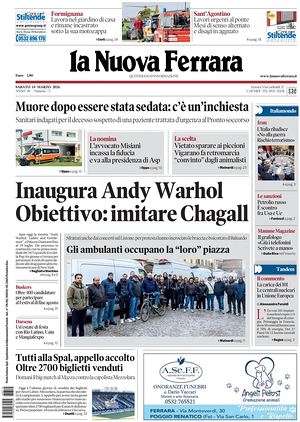 Prima pagina La Nuova Ferrara di oggi - Quotidiano regionale