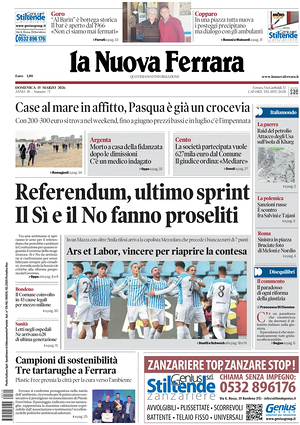 Prima pagina La Nuova Ferrara di oggi - Quotidiano regionale