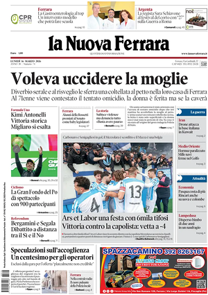 Prima pagina La Nuova Ferrara di oggi - Quotidiano regionale