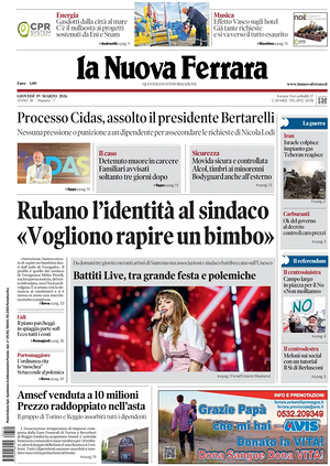 Prima pagina La Nuova Ferrara di oggi - Quotidiano regionale
