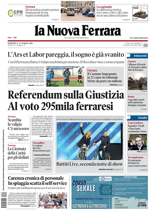 Prima pagina La Nuova Ferrara di oggi - Quotidiano regionale