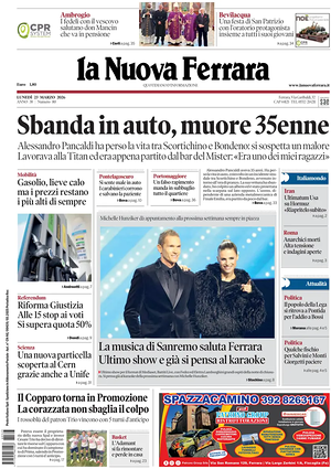 Prima pagina La Nuova Ferrara di oggi - Quotidiano regionale