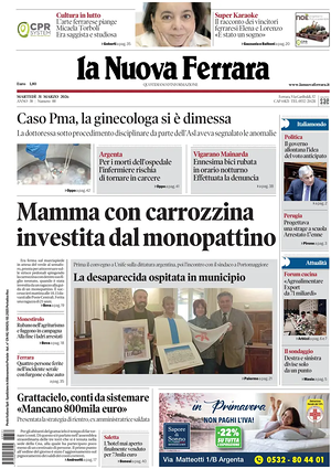 Prima pagina La Nuova Ferrara di oggi - Quotidiano regionale