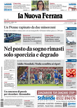 Prima pagina La Nuova Ferrara di oggi - Quotidiano regionale