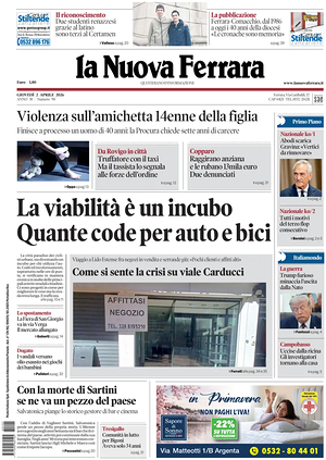 Prima pagina La Nuova Ferrara di oggi - Quotidiano regionale