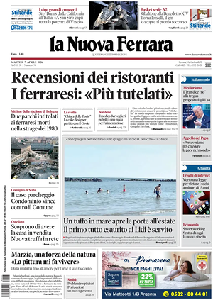 Prima pagina La Nuova Ferrara di oggi - Quotidiano regionale
