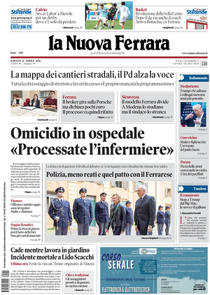 Prima pagina La Nuova Ferrara di oggi - Quotidiano regionale