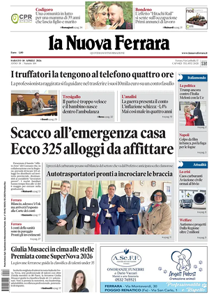 Prima pagina La Nuova Ferrara di oggi - Quotidiano regionale