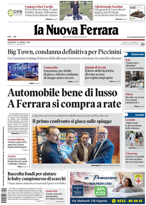 Prima pagina La Nuova Ferrara di oggi - Quotidiano regionale